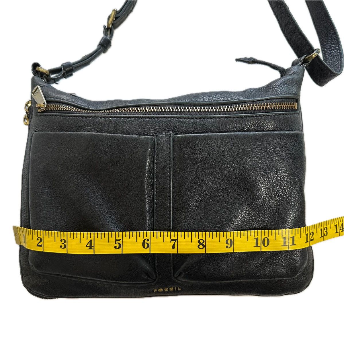 Fossil Fossil Black Pebbled Leather Crossbody Bag ZipTop Expandable Size ONE SIZE - 14 Thumbnail