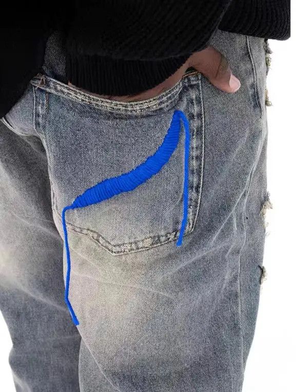Japanese Brand VIBE High Street Hip Hop Heavy Wash Ripped Jeans Size US 32 / EU 48 - 6 Thumbnail
