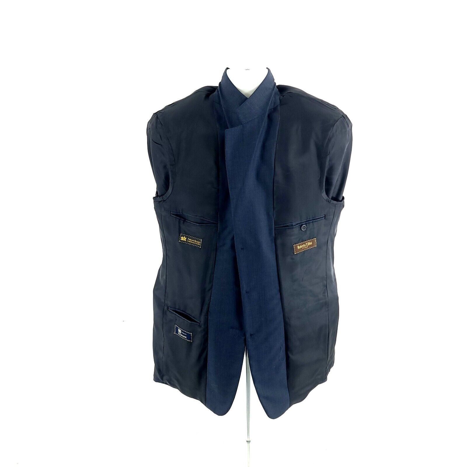 Robert Villini Roberto Villini Italy Zignone Wool 3 Button Sharkskin Blue B Size 42L - 12 Thumbnail