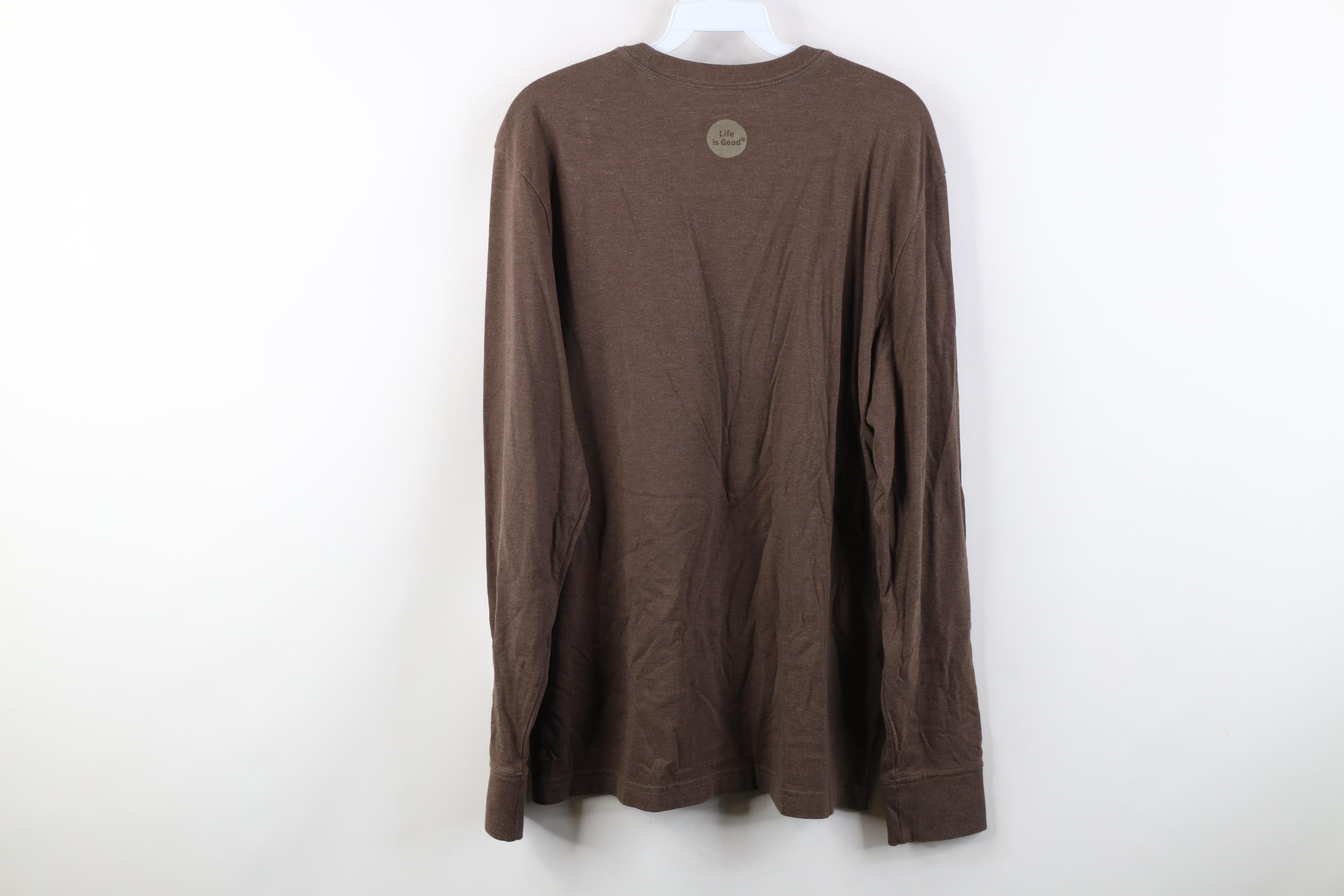 Life is Good Life Is Good Dog Long Sleeve T-Shirt Heather Brown Cotton Size US M / EU 48-50 / 2 - 11 Thumbnail