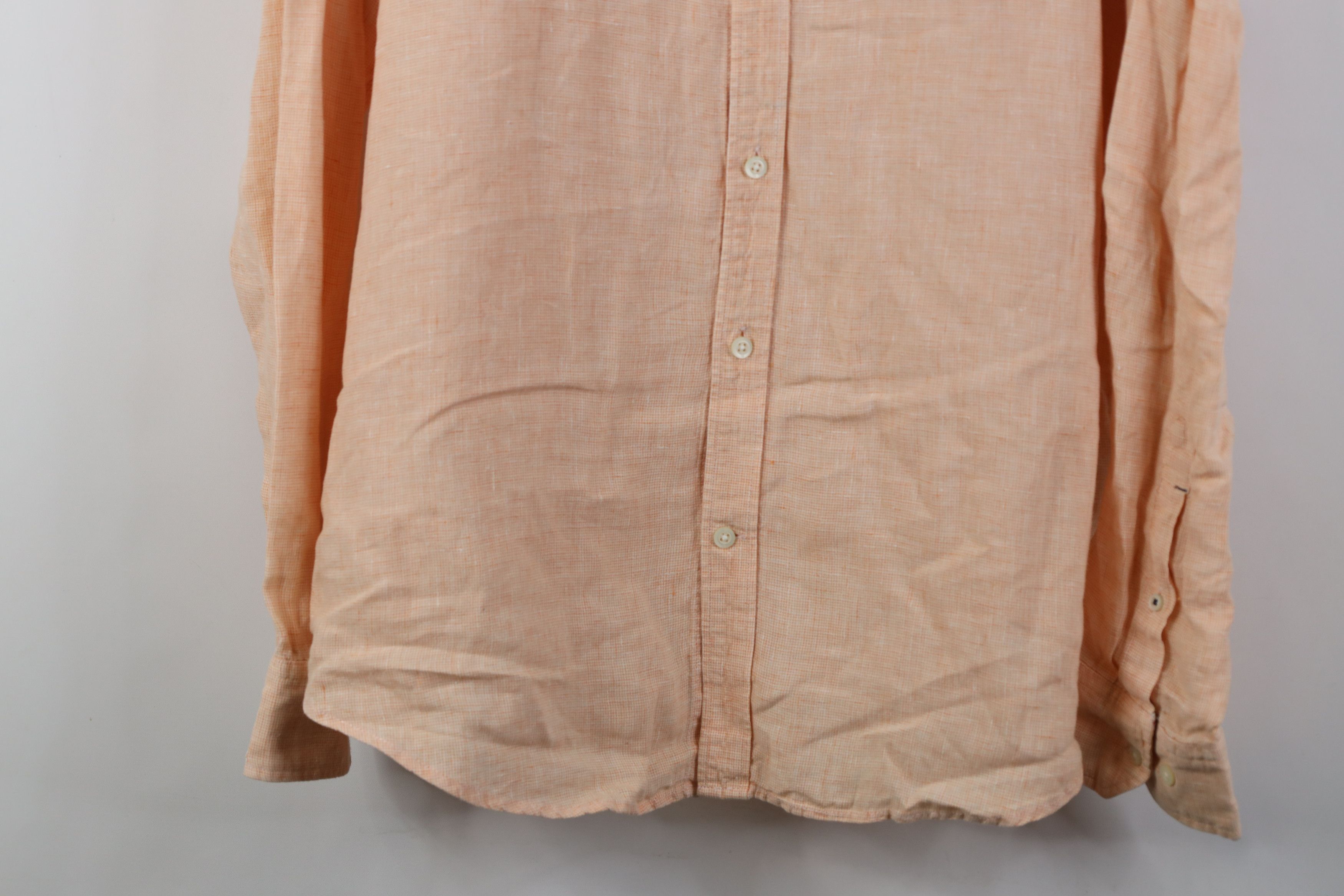 Banana Republic Banana Republic Linen Knit Collared Button Down Shirt Orange Size US XL / EU 56 / 4 - 3 Thumbnail