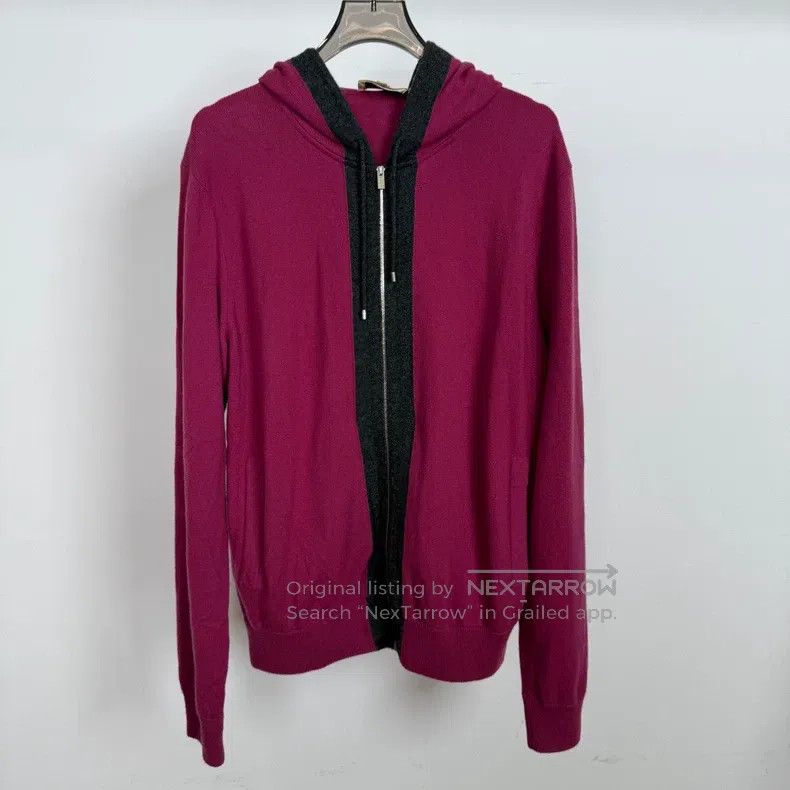 Hermes Raspberry Pink Black Trimmed Hooded Cashmere Sweats