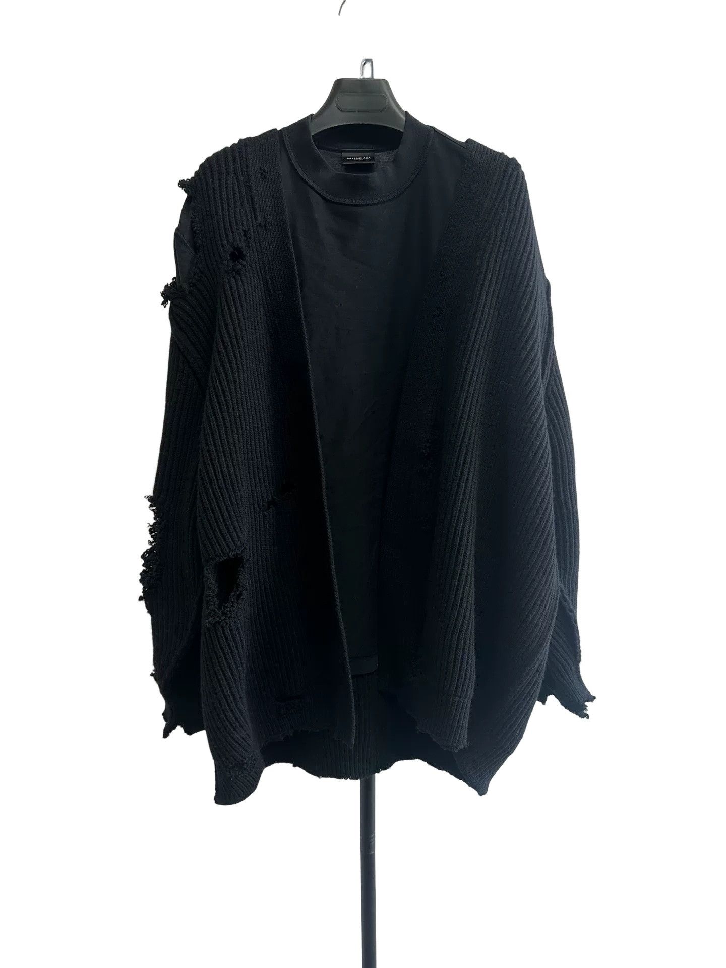 Balenciaga Balenciaga Distressed Layered 2-in-1 Cardigan Size 2 Size US M / EU 48-50 / 2 - 1 Thumbnail