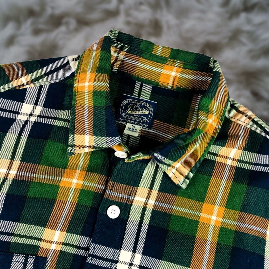 J.Crew J Crew Men's Work Shirt L/S Cotton Green Blue Plaid Medium NEW Size US M / EU 48-50 / 2 - 1 Thumbnail