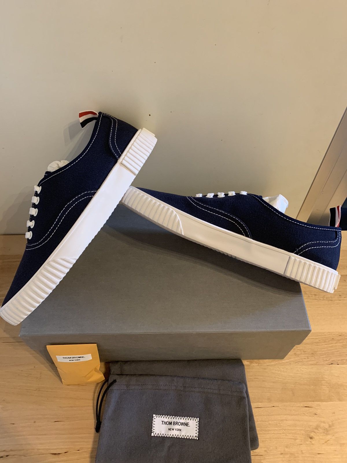 Thom Browne Thom Browne Navy Blu Canvas Sneakers Size US 10.5 / IT 40.5 - 7 Thumbnail