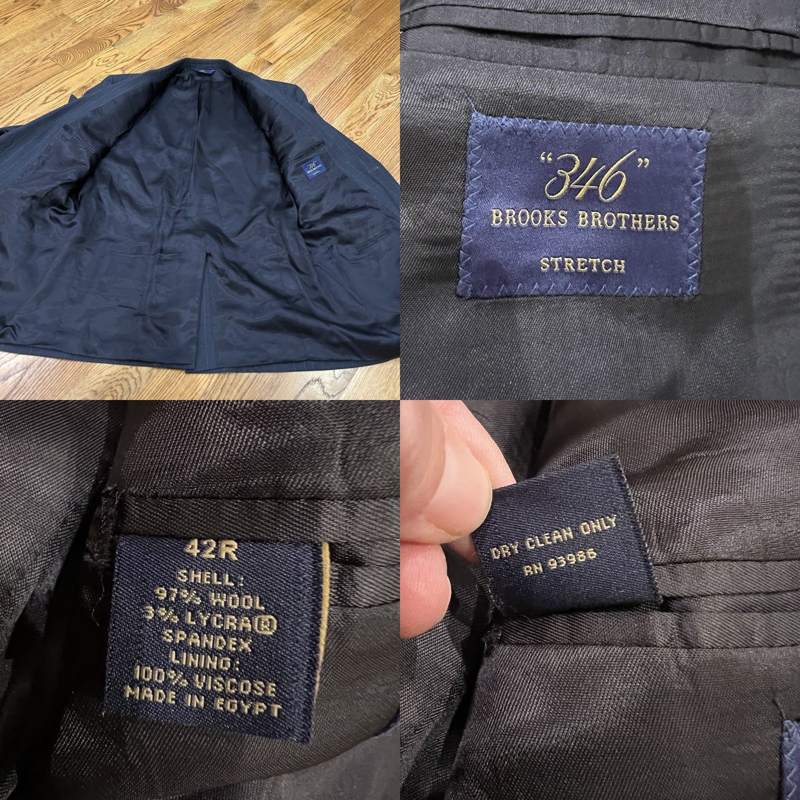 Brooks Brothers BROOKS BROTHERS 346 Stretch Blazer Jacket Gray 42R Mens Regular Fit Peak Lapel Size 42R - 8 Thumbnail