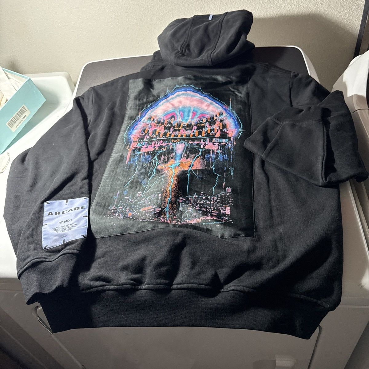 McQ Alexander McQueen MCQ Alexander McQueen Relaxed Hoodie Arcade Patch Dark Black Size US XL / EU 56 / 4 - 5 Thumbnail