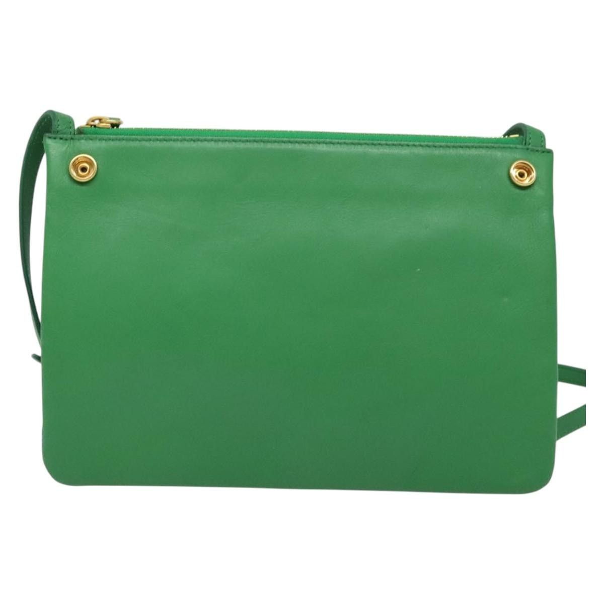 Celine CELINE Trio Shoulder Bag Leather Green Gold Size ONE SIZE - 2 Thumbnail