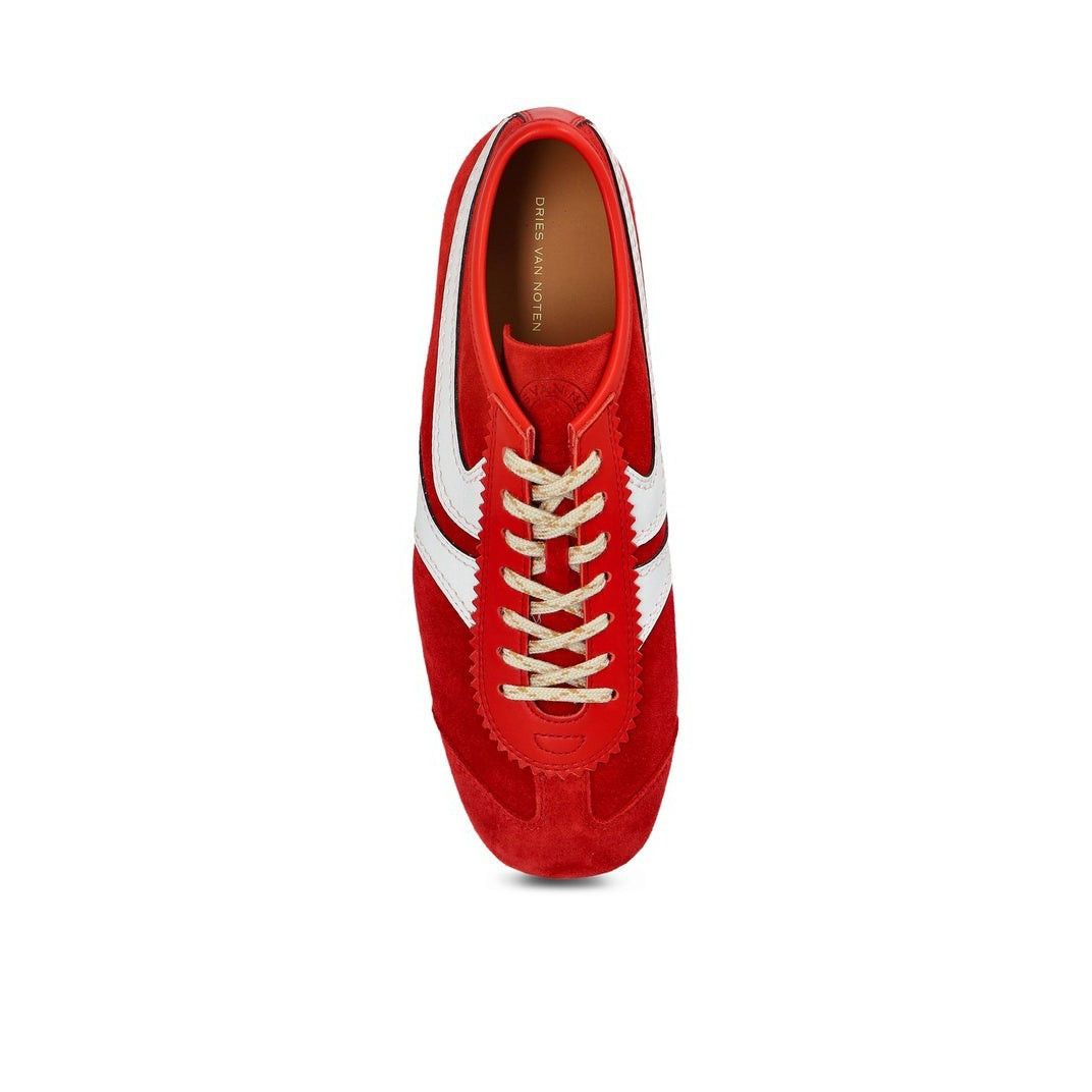 DRIES VAN NOTEN Red Leather Suede Sneakers New & Authentic (