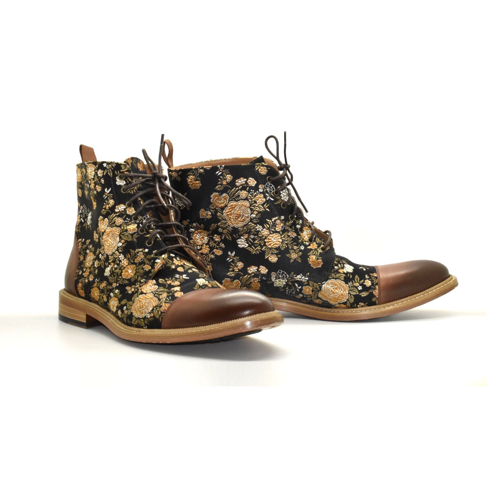 TAFT TAFT The Jack Floral Jacquard & Leather Cap Toe Boots Sz 46 Size US 13 / EU 46 - 1 Thumbnail