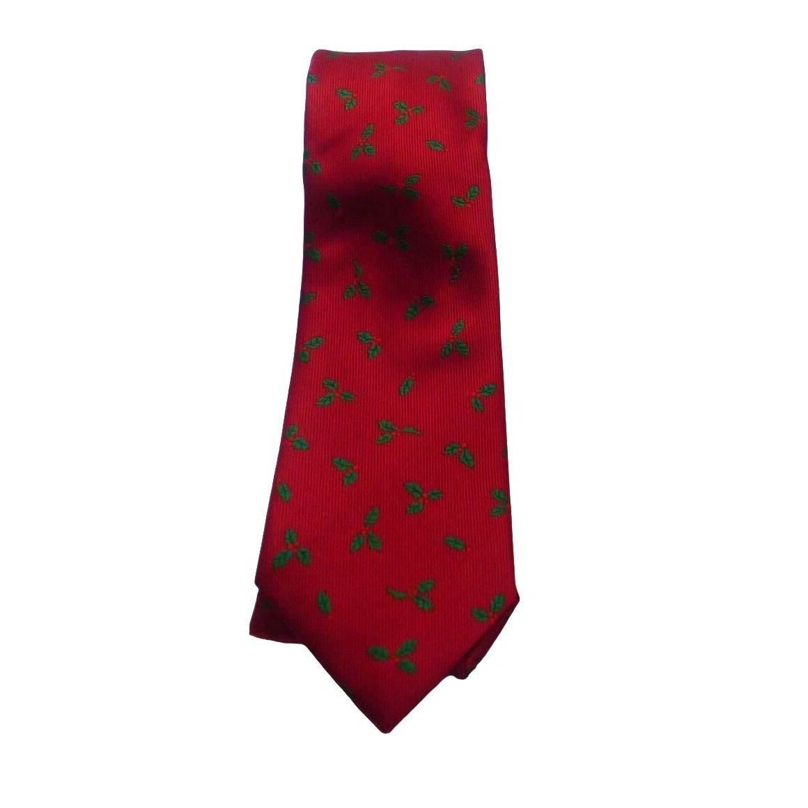 John Ashford JOHN ASHFORD Woven Holly Men's Holiday Tie, Red Size ONE SIZE - 2 Preview