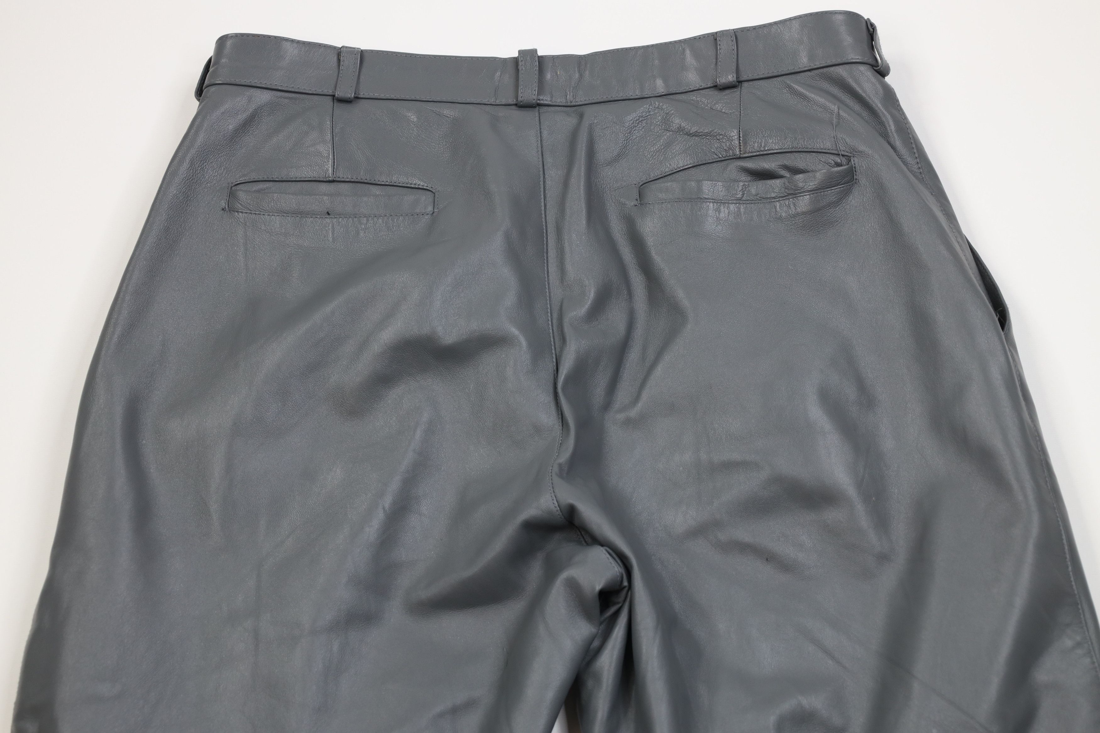 Vintage Vintage 90s Streetwear Blank Wide Leg Leather Pants Gray Size US 36 / EU 52 - 12 Thumbnail