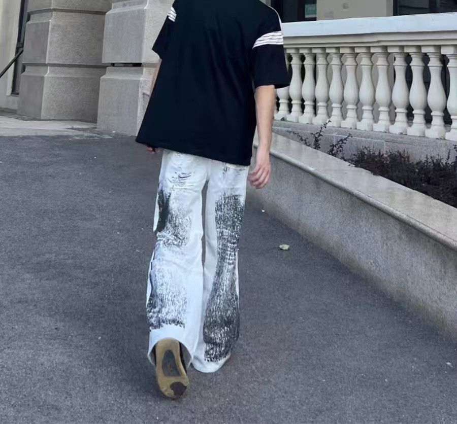 Japanese Brand × Vintage Hip-hop street graffiti micro flare ripped jeans size 30 Size US 30 / EU 46 - 4 Thumbnail