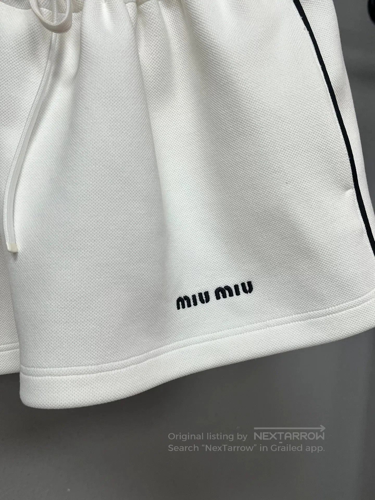 Miu Miu white drawstring mini skirt by miu miu. Size 41" - 3 Thumbnail