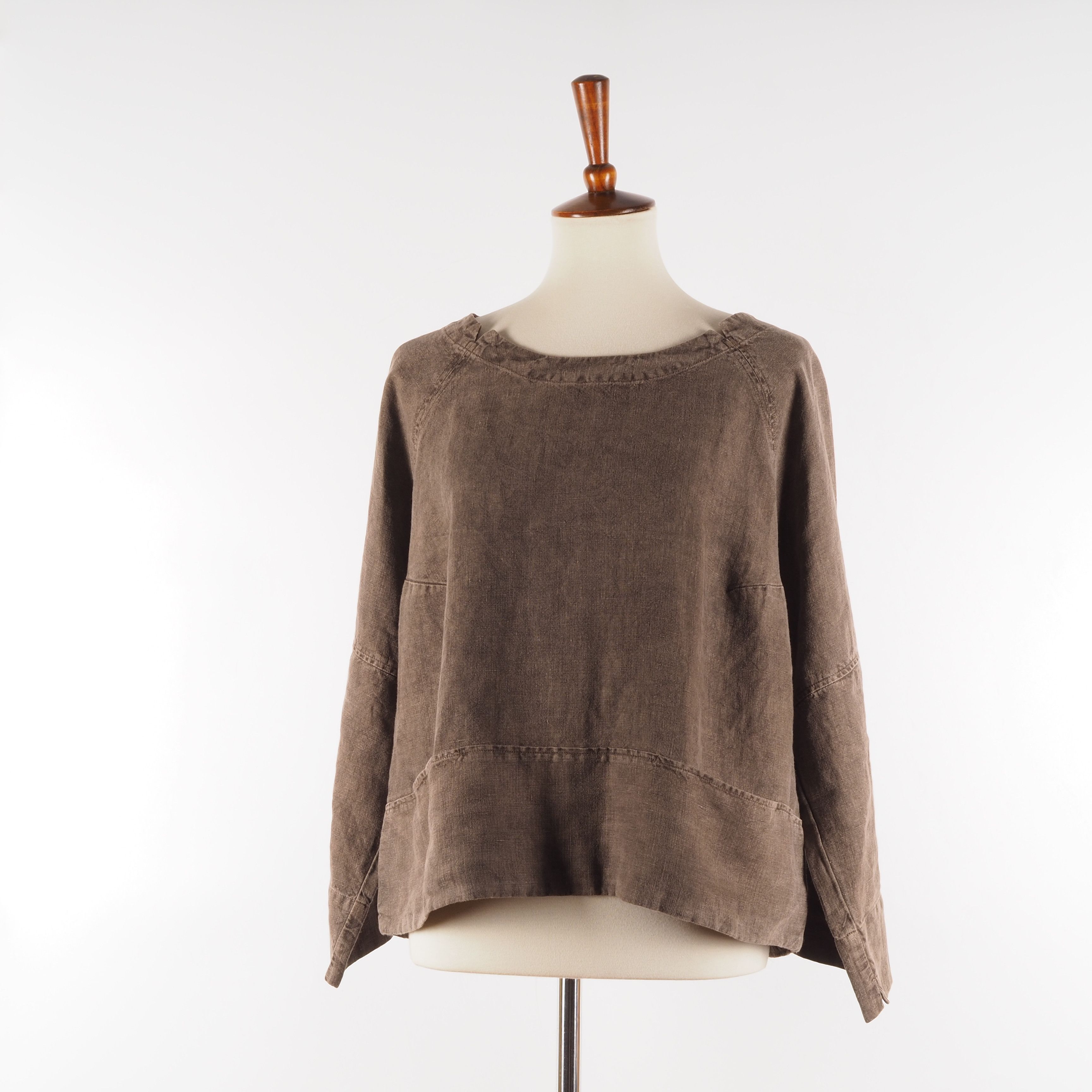 Annette Gortz × Other × Rundholz OSKA Beige Brown Linen 3/4 Sleeve Boho Blouse Top Size L / US 10 / IT 46 - 4 Thumbnail