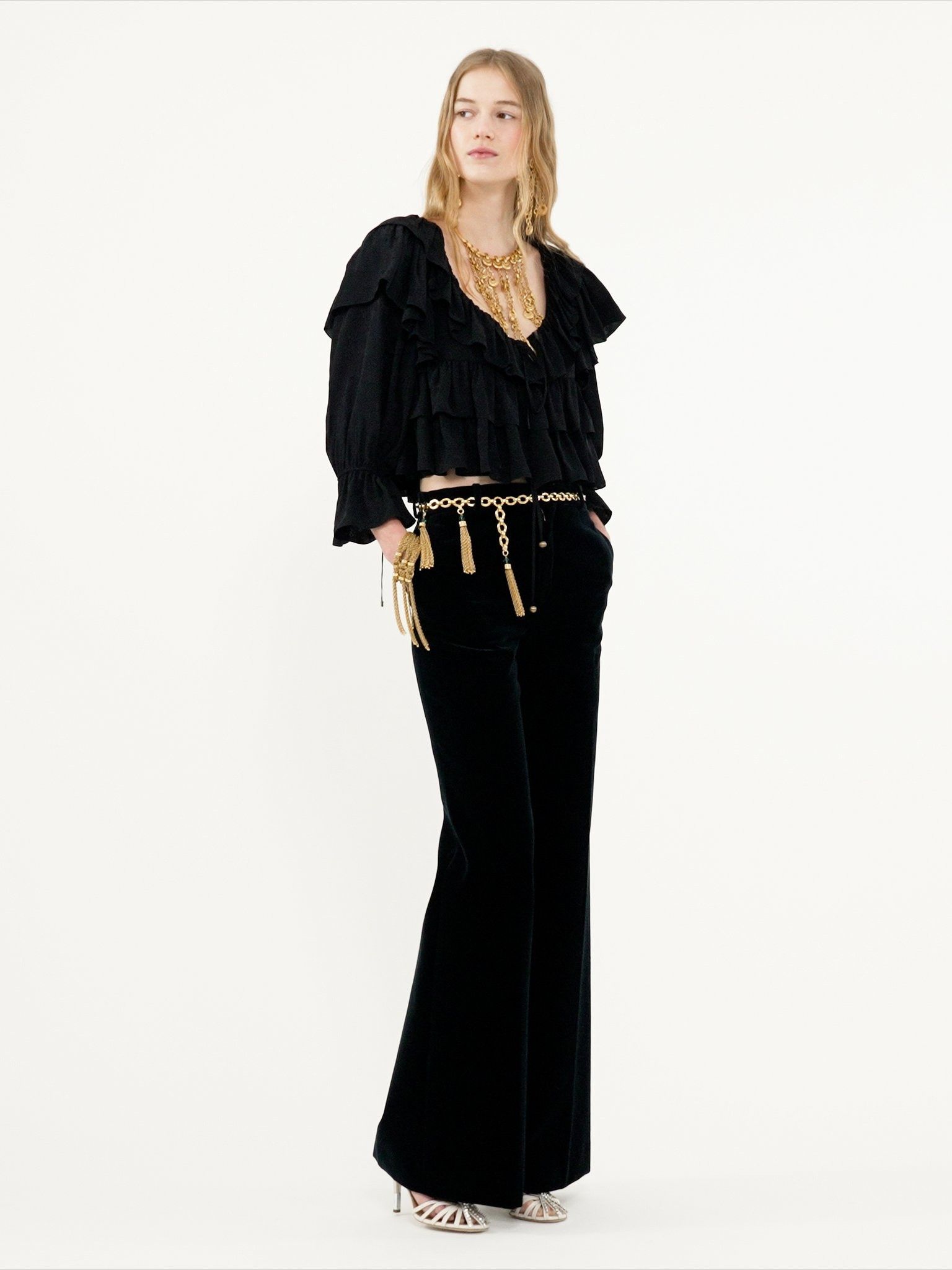 Chloe o1loc1c11125 Velvet Trousers in Evening Blue Size 27" / US 4 / IT 40 - 4 Thumbnail