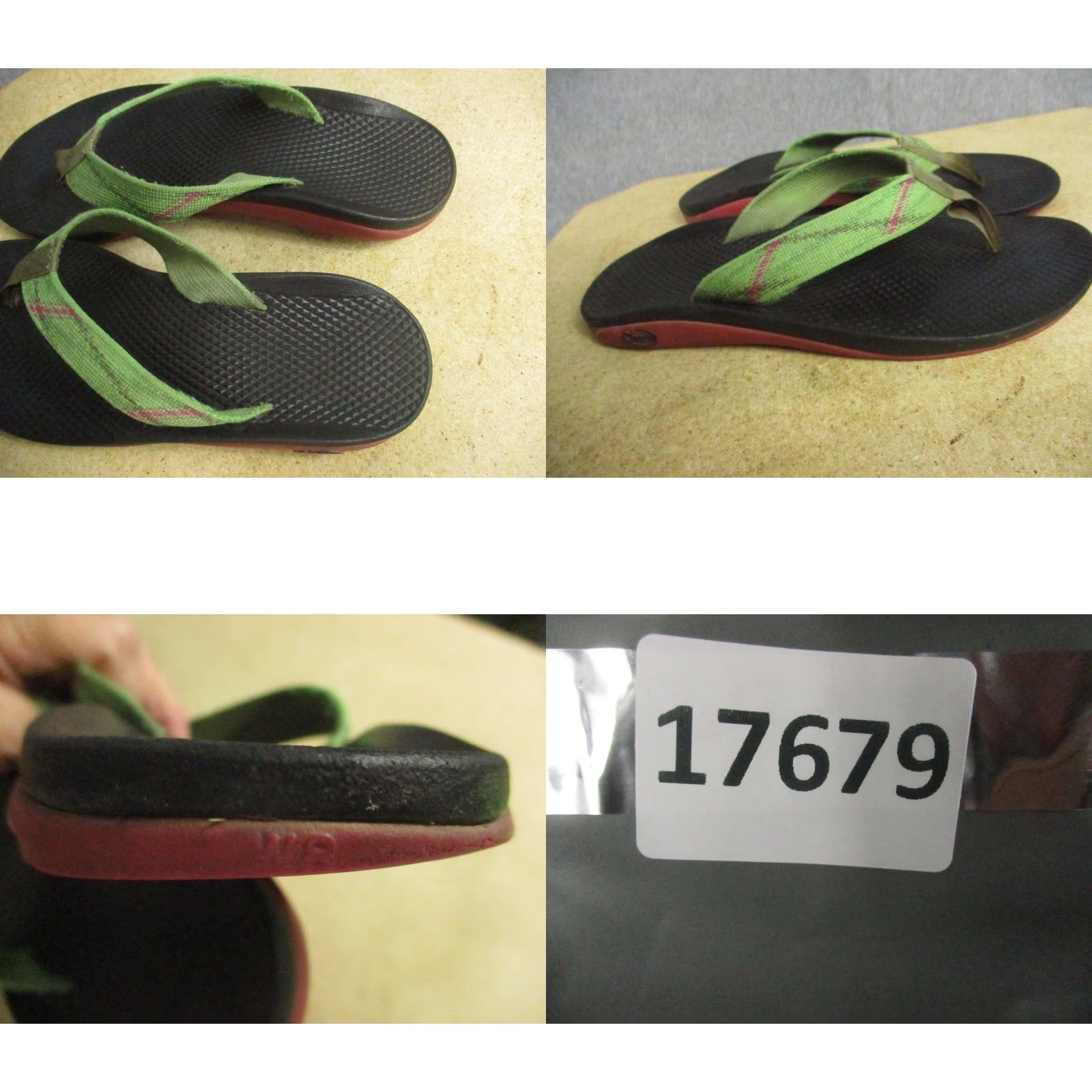 Chaco Chaco Flip Sandals Womens 9 Black Green Thong Flip Flops Outdoor EcoTread Sl ip On Size US 9 / IT 39 - 8 Thumbnail