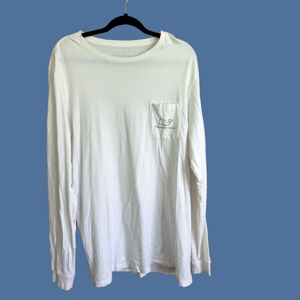 Vineyard Vines Vineyard Vines Mens Large White Long Sleeve Pocket Whale T-Shirt Coastal Beach Boating Size US L / EU 52-54 / 3 - 1 Thumbnail