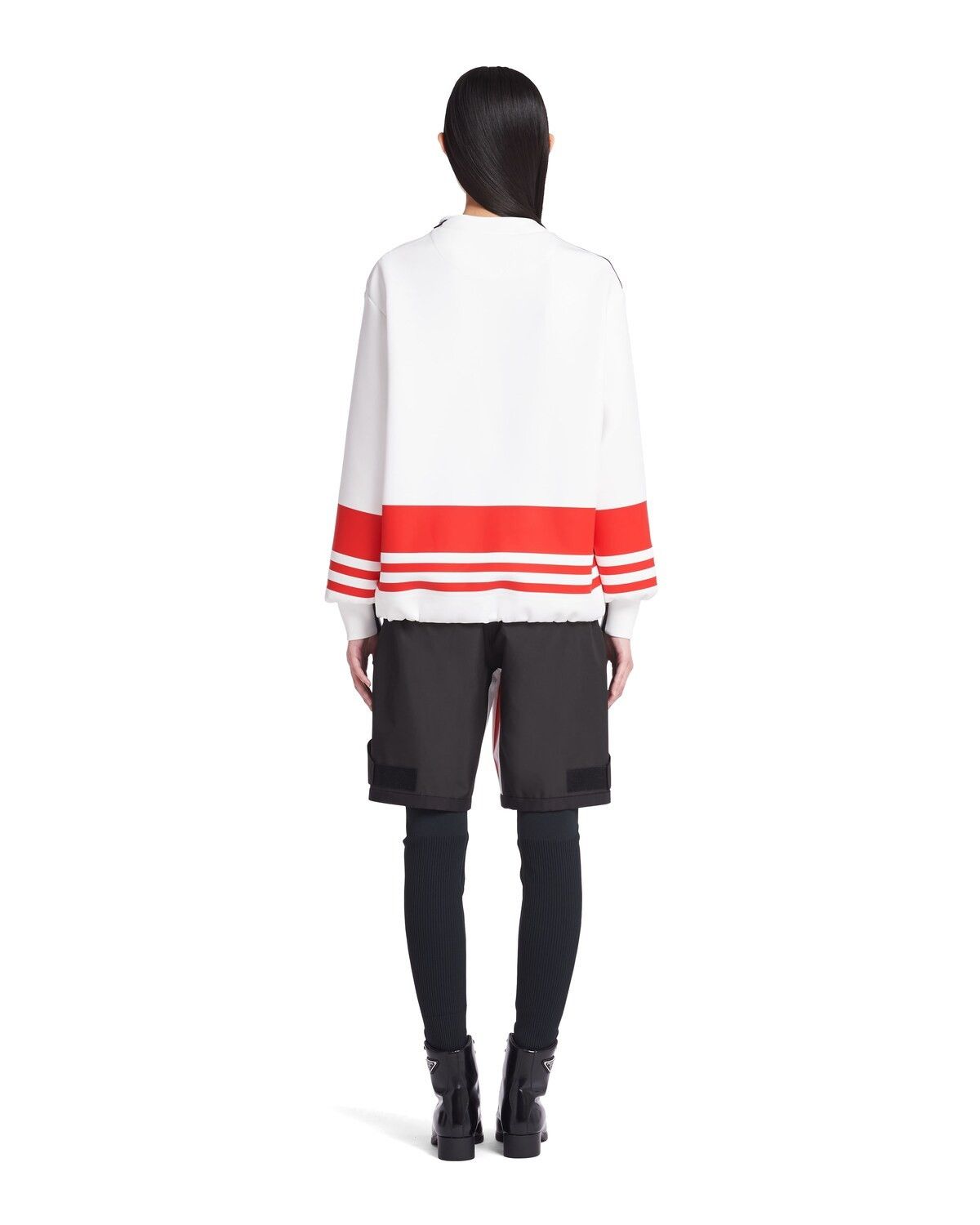 Prada o1la1rc1a0925 Printed Double Jersey Sweatshirt in White/Red Size L / US 10 / IT 46 - 4 Thumbnail