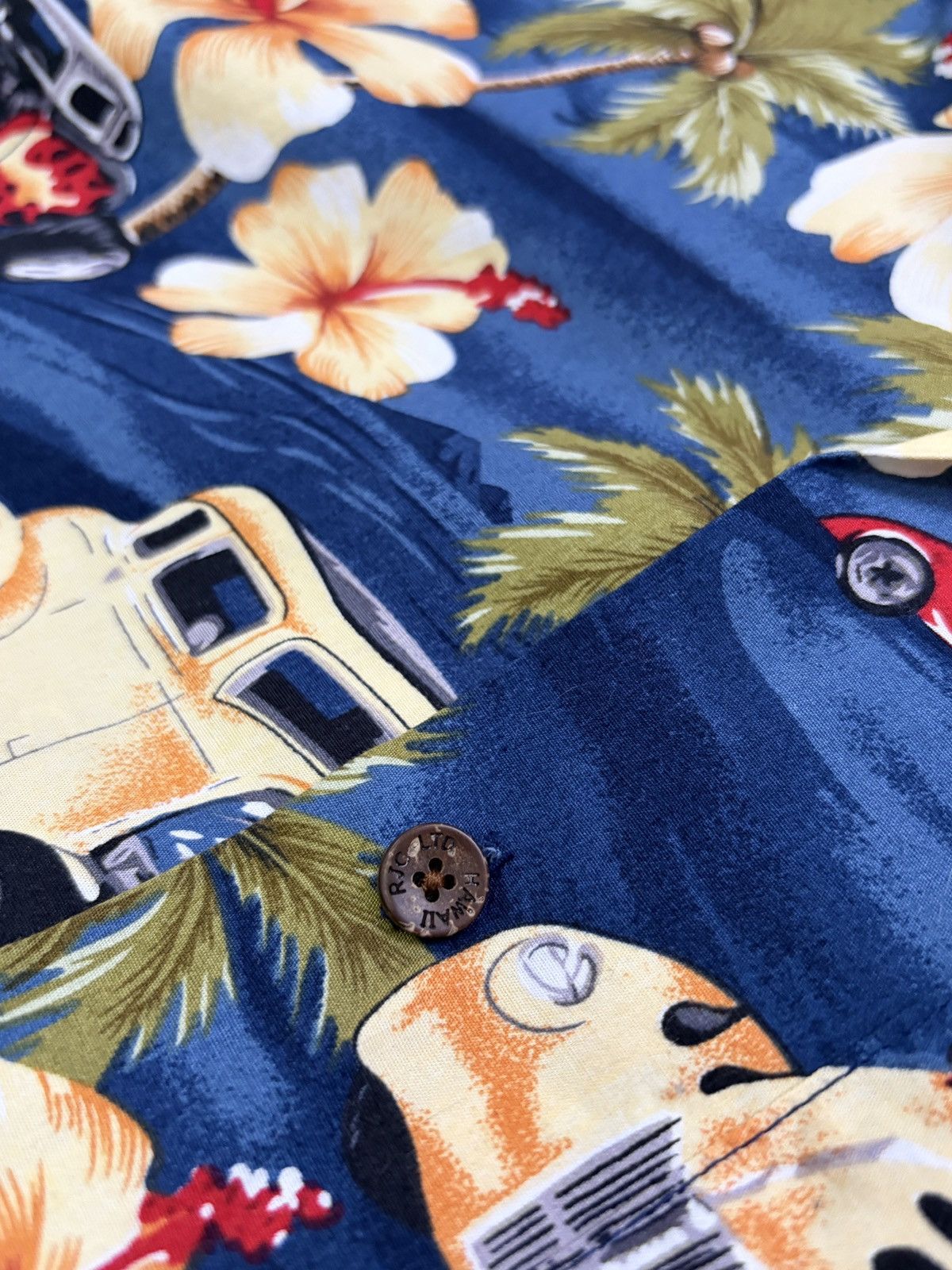 Vintage RJC Hawaiian Aloha Shirt Blue Hot Rod Classic Cars USA S Size US S / EU 44-46 / 1 - 5 Thumbnail