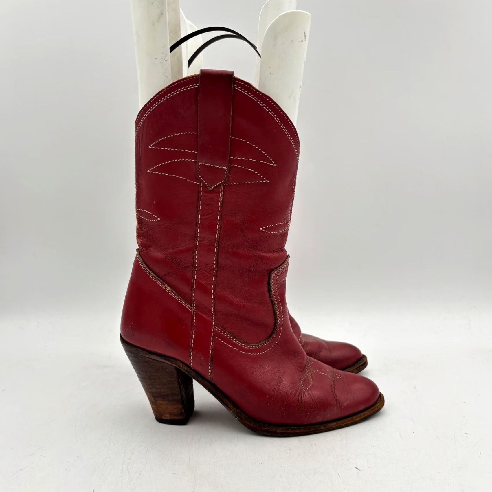 Vintage VINTAGE Women's 8 Red Western Boots Bootie Heeled Cowboy Size US 8 / IT 38 - 3 Thumbnail