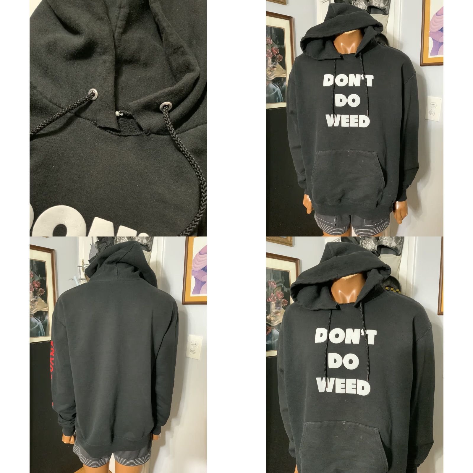 Champion VINTAGE Champion X Merajuana Dont Do Weed Puff Print Black Sweatshirt Hoodie XL Mens Size US XL / EU 56 / 4 - 8 Thumbnail