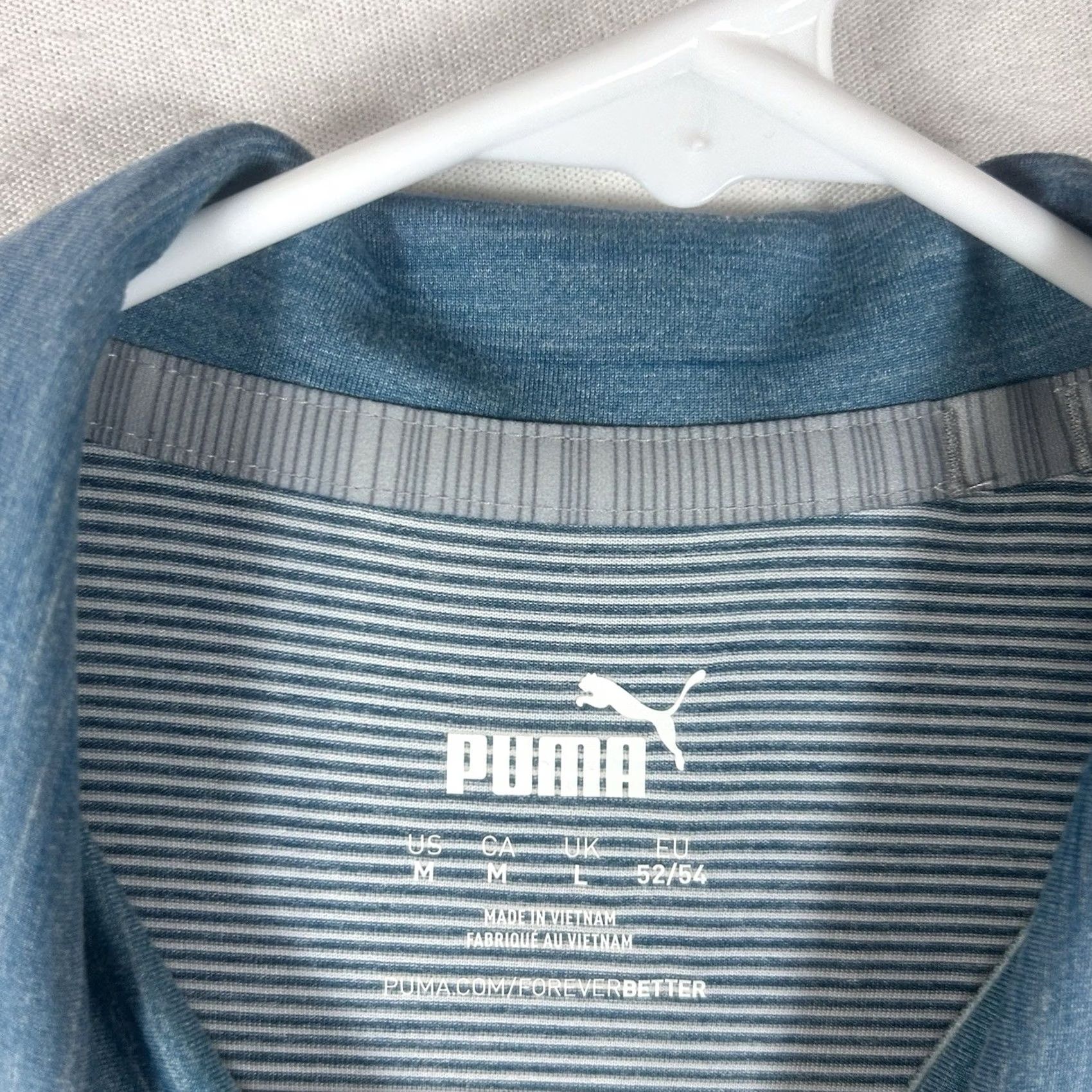 Puma PUMA Polo Shirt Mens M Blue Striped Golf Casual Dry Cell Short Sleeve NWT? Size US M / EU 48-50 / 2 - 3 Thumbnail