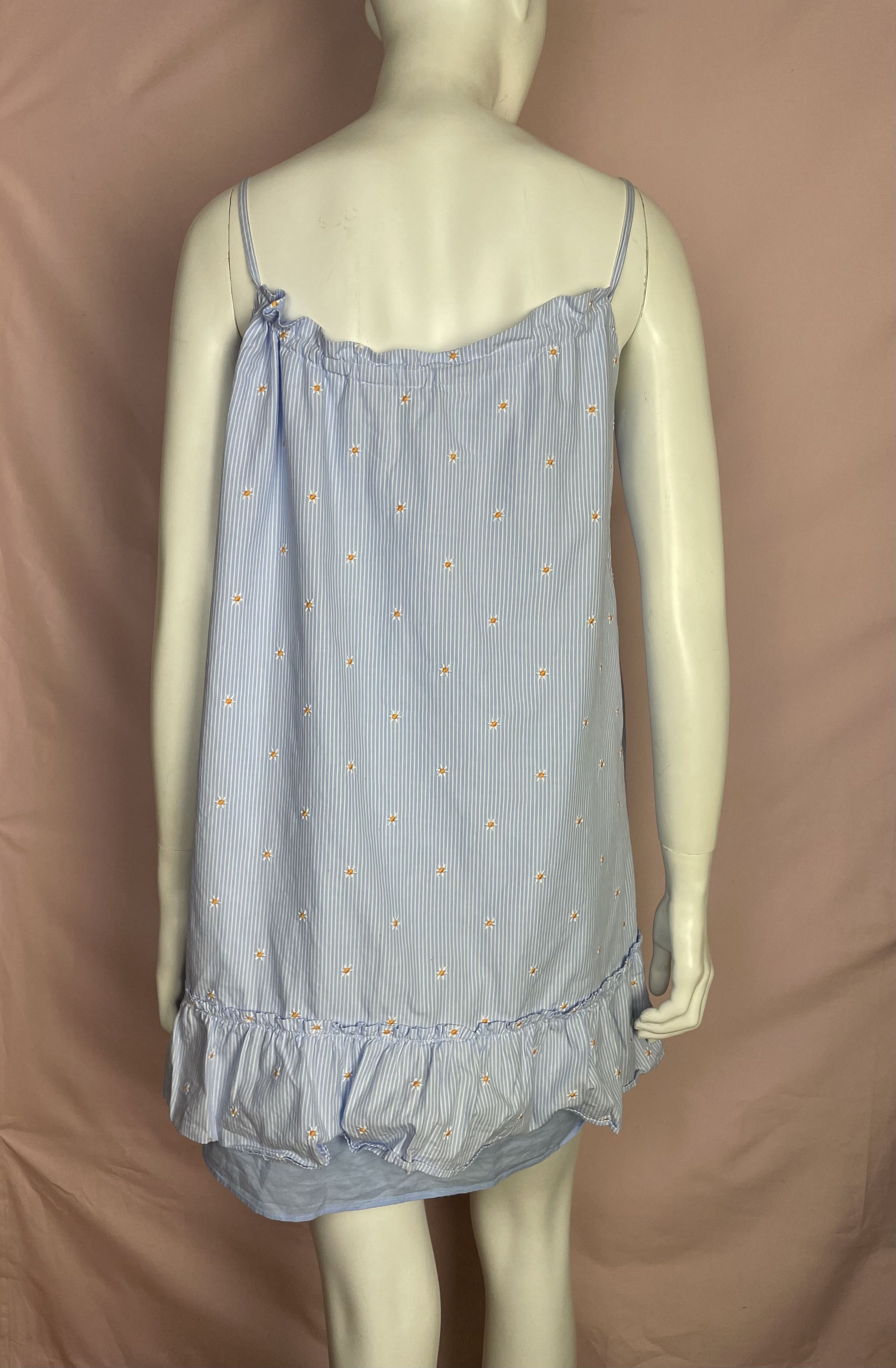 Sezane Sezane Blue Sido Pinstripe Daisy Floral Mini Dress EU 38 Size S / US 4 / IT 40 - 4 Thumbnail