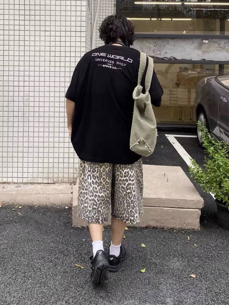 Japanese Brand × Vintage leopard print y2k jean shorts Size US 36 / EU 52 - 4 Thumbnail