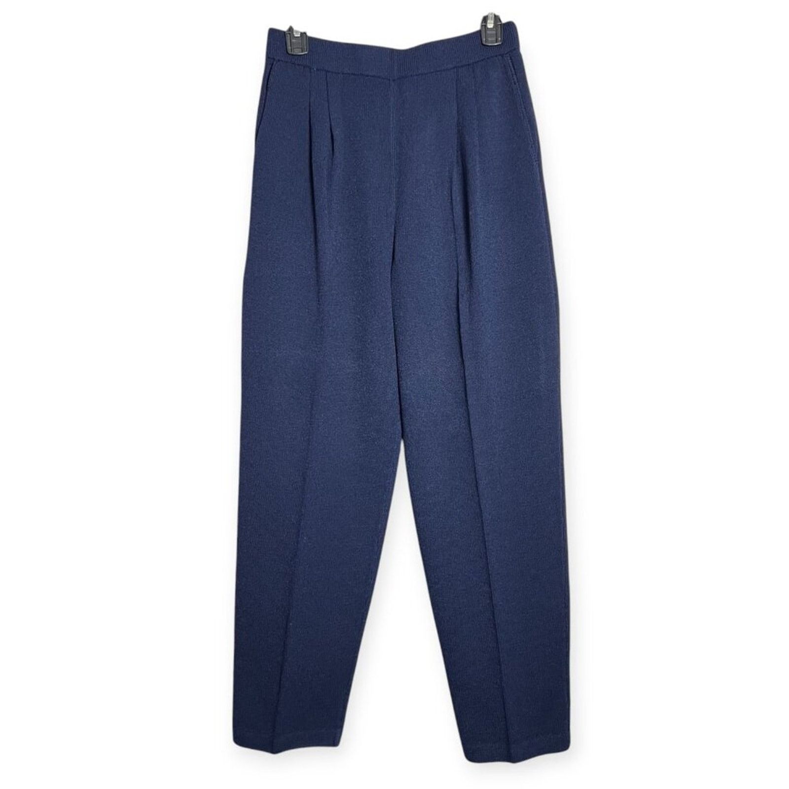 Other St John Santana Knit Pants Size 8 Navy Pleated Luxe Pull On Size 30" / US 8 / IT 44 - 1 Thumbnail