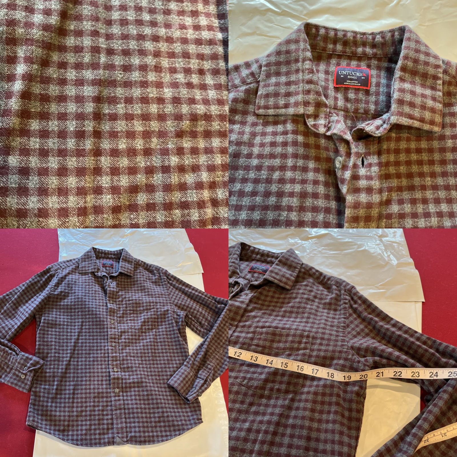 UNTUCKit UNTUCKit Plaid Shirt Cotton Blue Purple Small Button-Up Long Sleeve Mens Regular Fit Casual Size US S / EU 44-46 / 1 - 8 Thumbnail