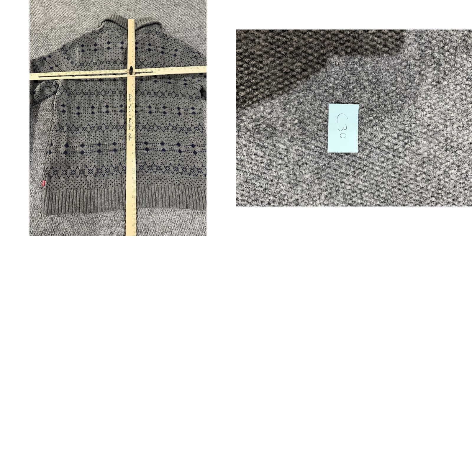 Levi's Levi's Mens XL Gray Fair Isle Pattern Shawl Collar Pullover Knit Winter Sweater Size US XL / EU 56 / 4 - 8 Thumbnail