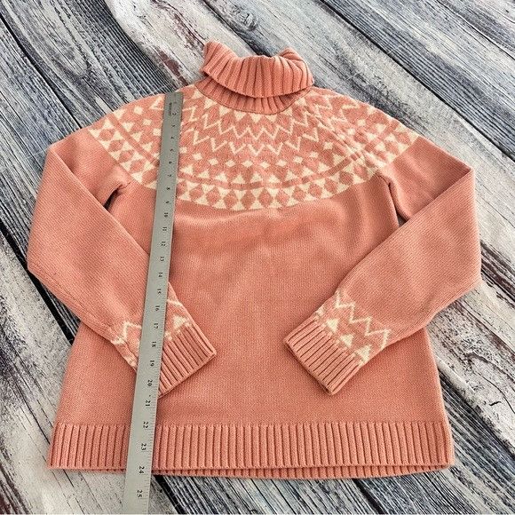 Duluth Trading Company Duluth Trading Co Women's Pink Fair Isle Turtleneck Cotton B Size S / US 4 / IT 40 - 8 Thumbnail