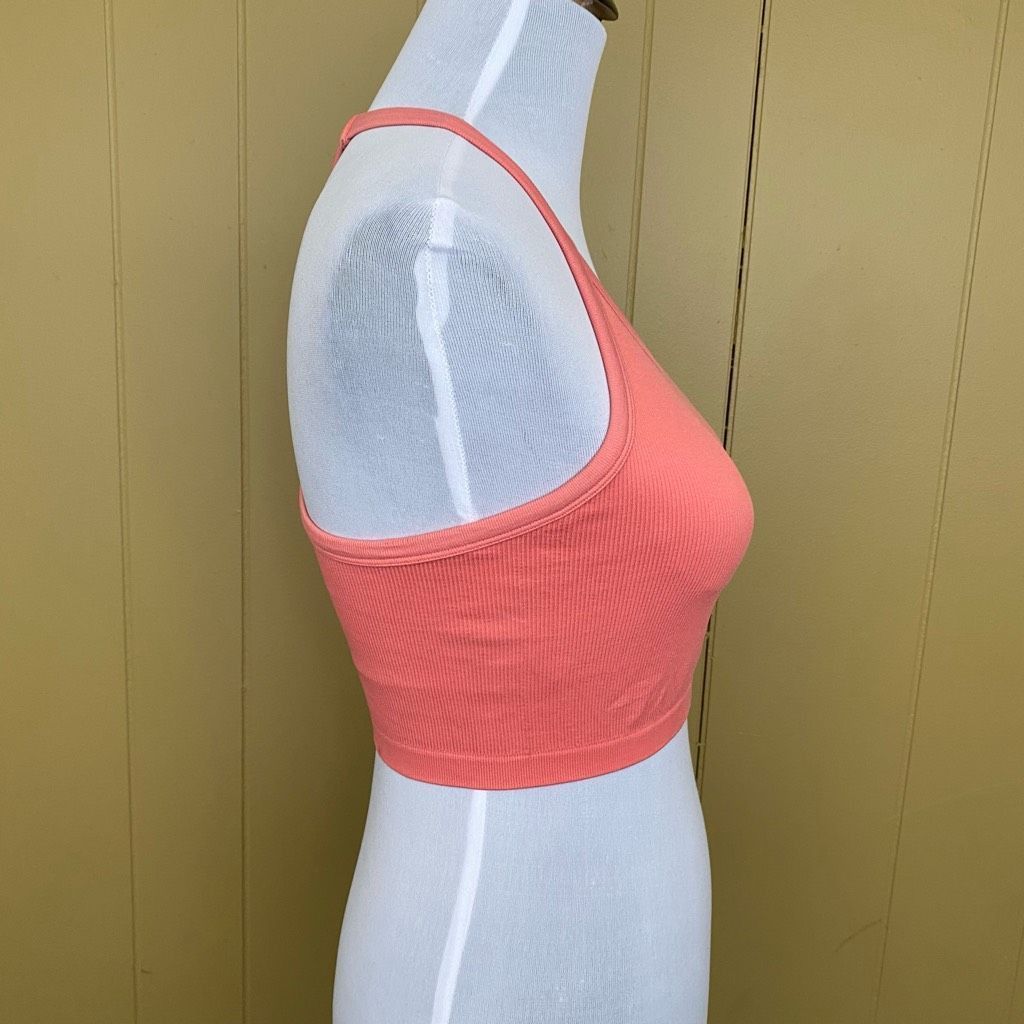 Other Women S ribbed racerback sports bra w/removable pads coral c Size S / US 4 / IT 40 - 4 Thumbnail