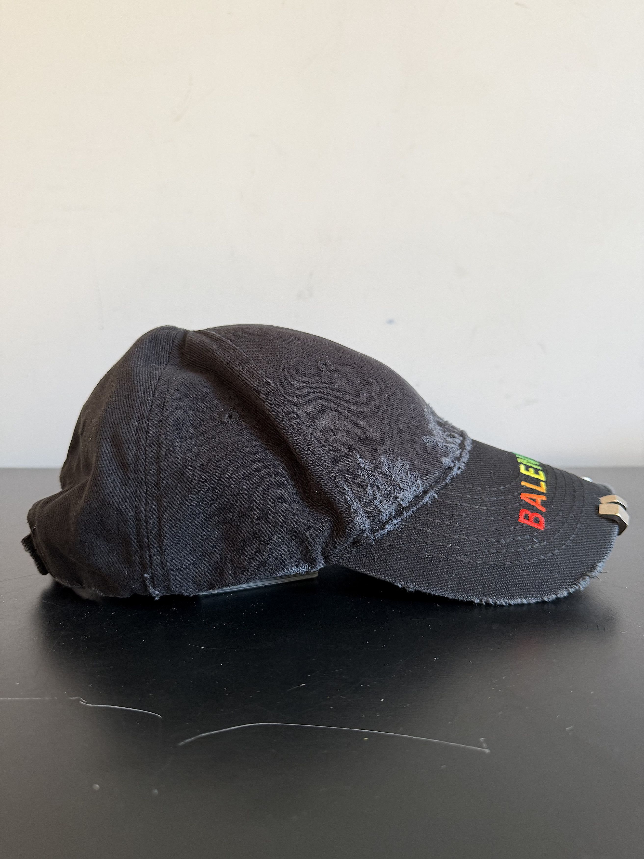 Balenciaga New Distressed Piercing Hardware Rainbow Logo Cap (L) 59 CM Size ONE SIZE - 2 Thumbnail