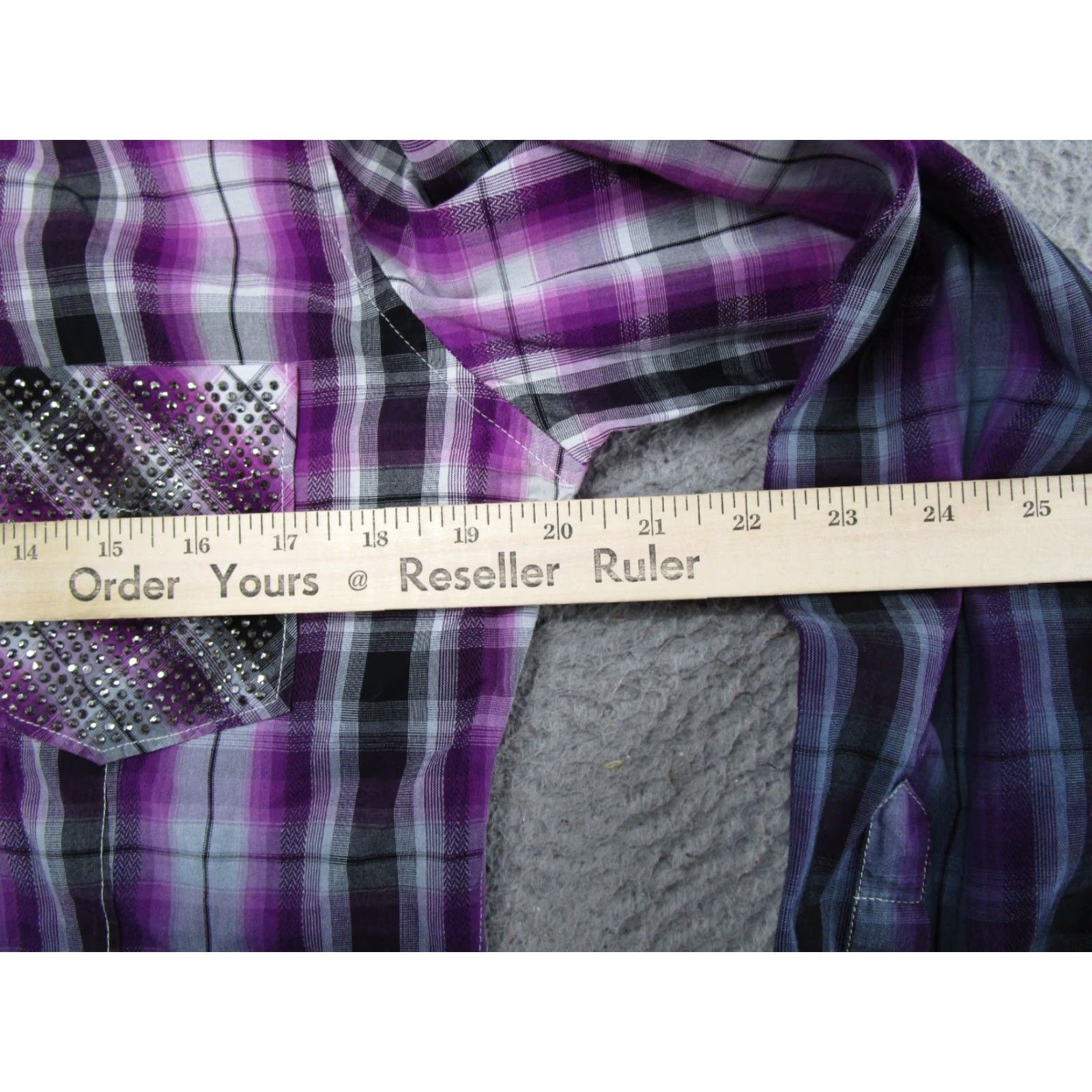 Vintage Rock&Roll Cowgirl Shirt Western Rhinestones Button-Up Size M Purple Read Read? Size M / US 6-8 / IT 42-44 - 7 Thumbnail