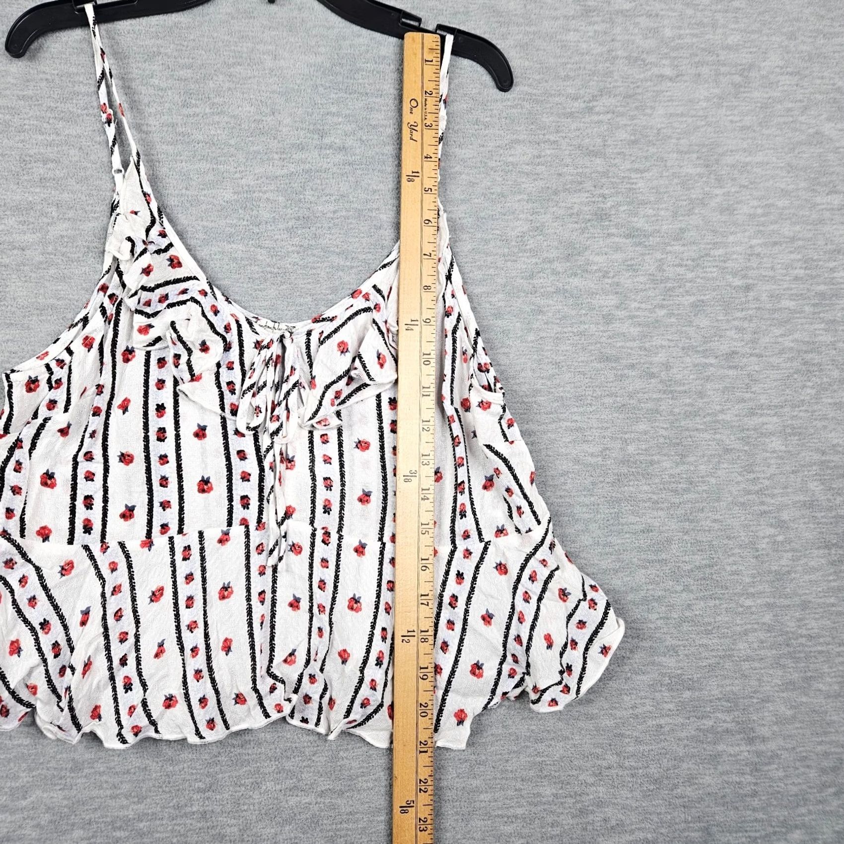 Free People Free People Ivory Floral Printed Crop Tank Top Sleeveless Round Neck XS? (size S) — but keep original: Size S Size S / US 4 / IT 40 - 3 Thumbnail