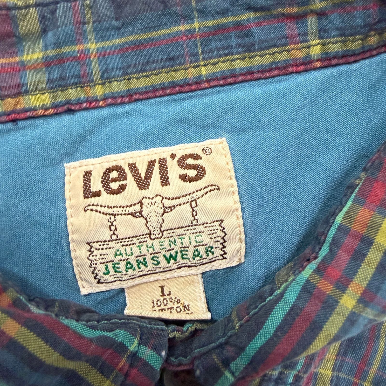 Levi's Vintage Levis Snap Button Shirt Large Plaid Western Rodeo Size US L / EU 52-54 / 3 - 4 Thumbnail