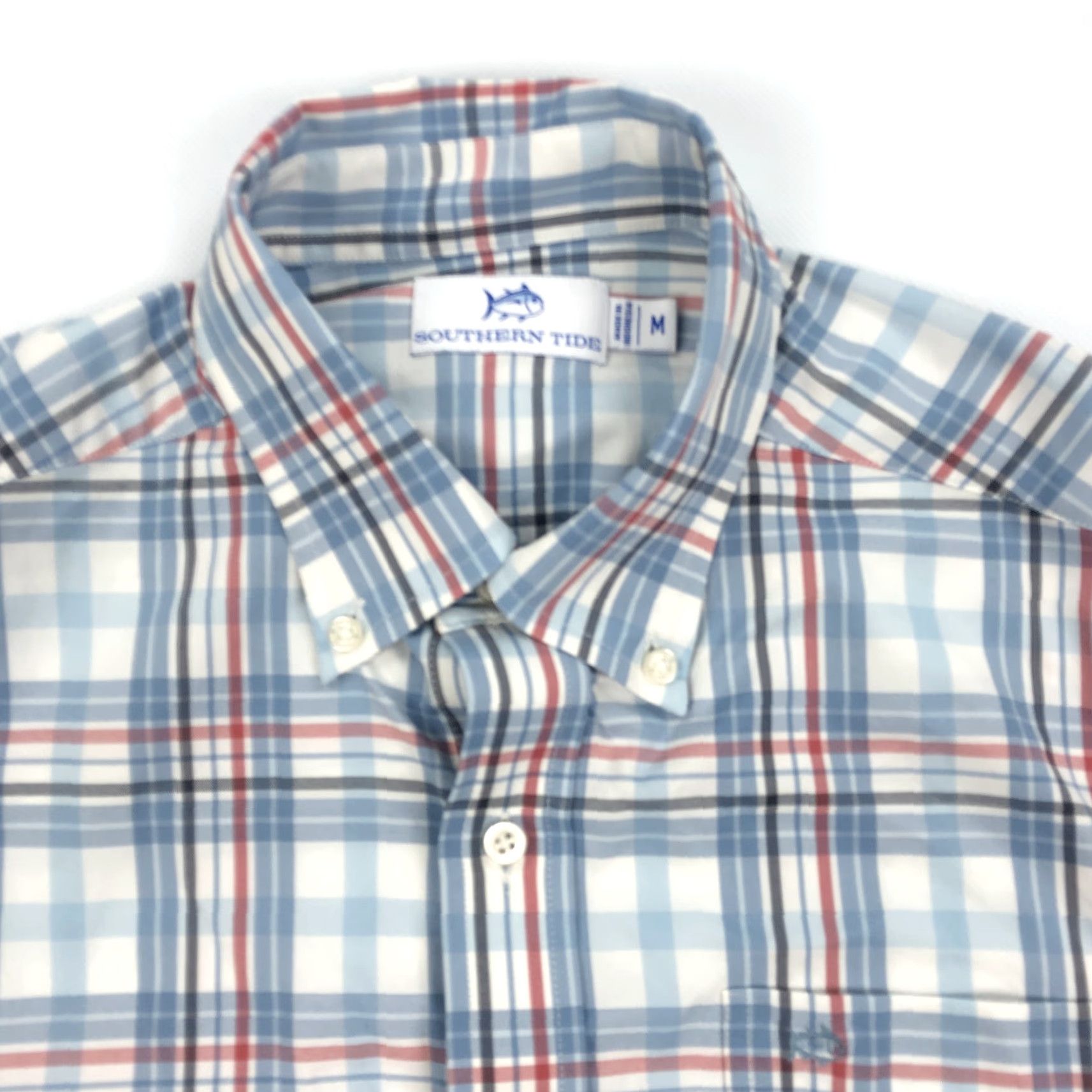 Southern Tide Southern Tide Button-Down Shirt Plaid Long Sleeve M Blue Red White Black Casual Men Size US M / EU 48-50 / 2 - 3 Thumbnail