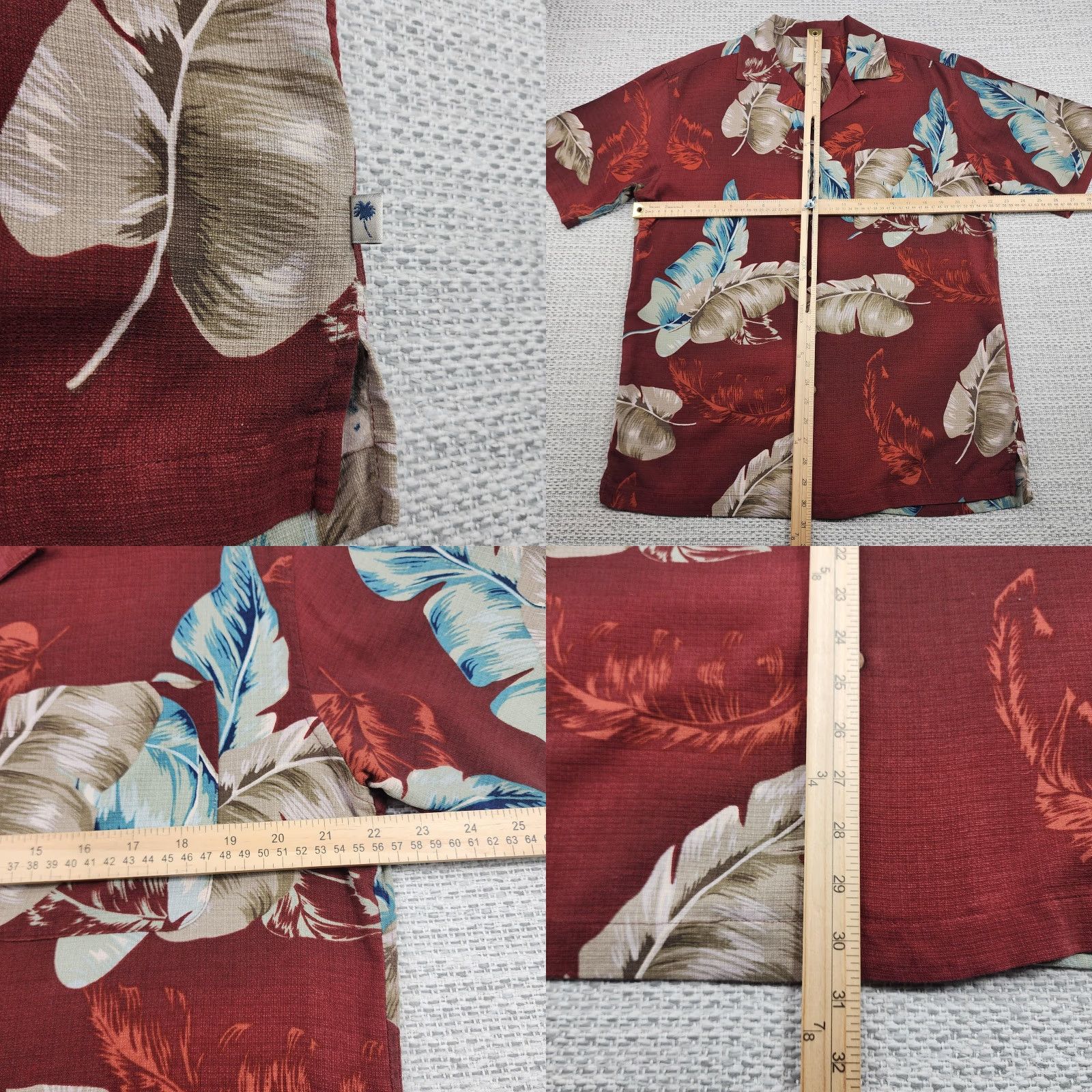 Vintage Island Shores Shirt Mens Medium Red Silk Hawaiian Aloha Palm Print Beach Tropical Floral Camp Shirt M Size US M / EU 48-50 / 2 - 8 Thumbnail