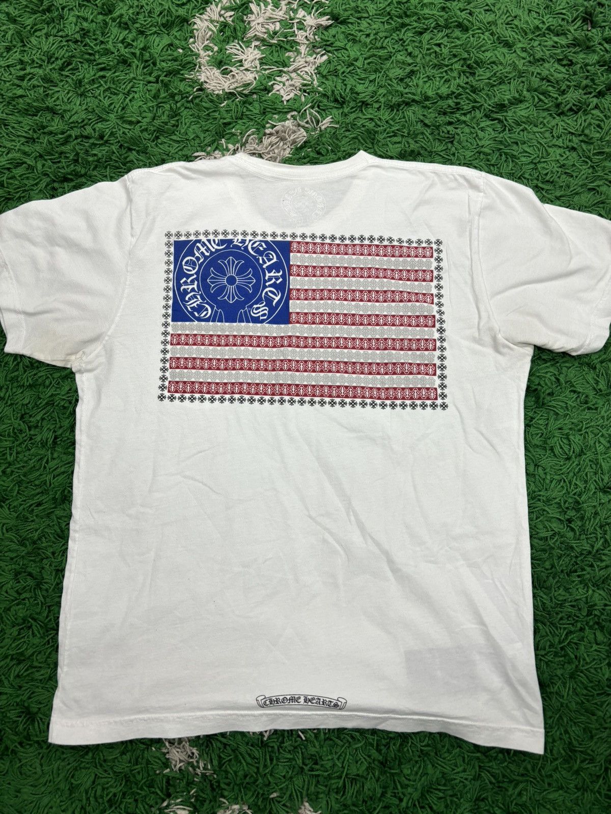 image of Chrome Hearts Usa American Flag T Shirt Large in White, Men's