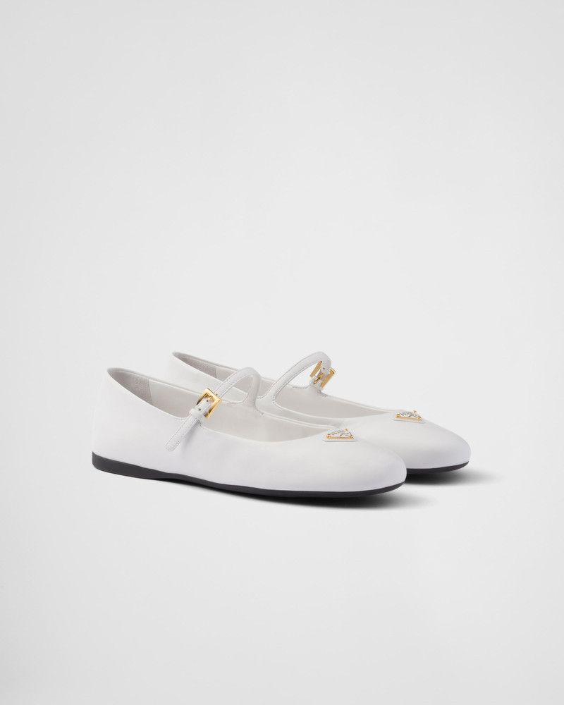 Prada o1B3y1r0526 Nappa Leather Ballerinas in White Size US 6 / IT 36 - 2 Thumbnail