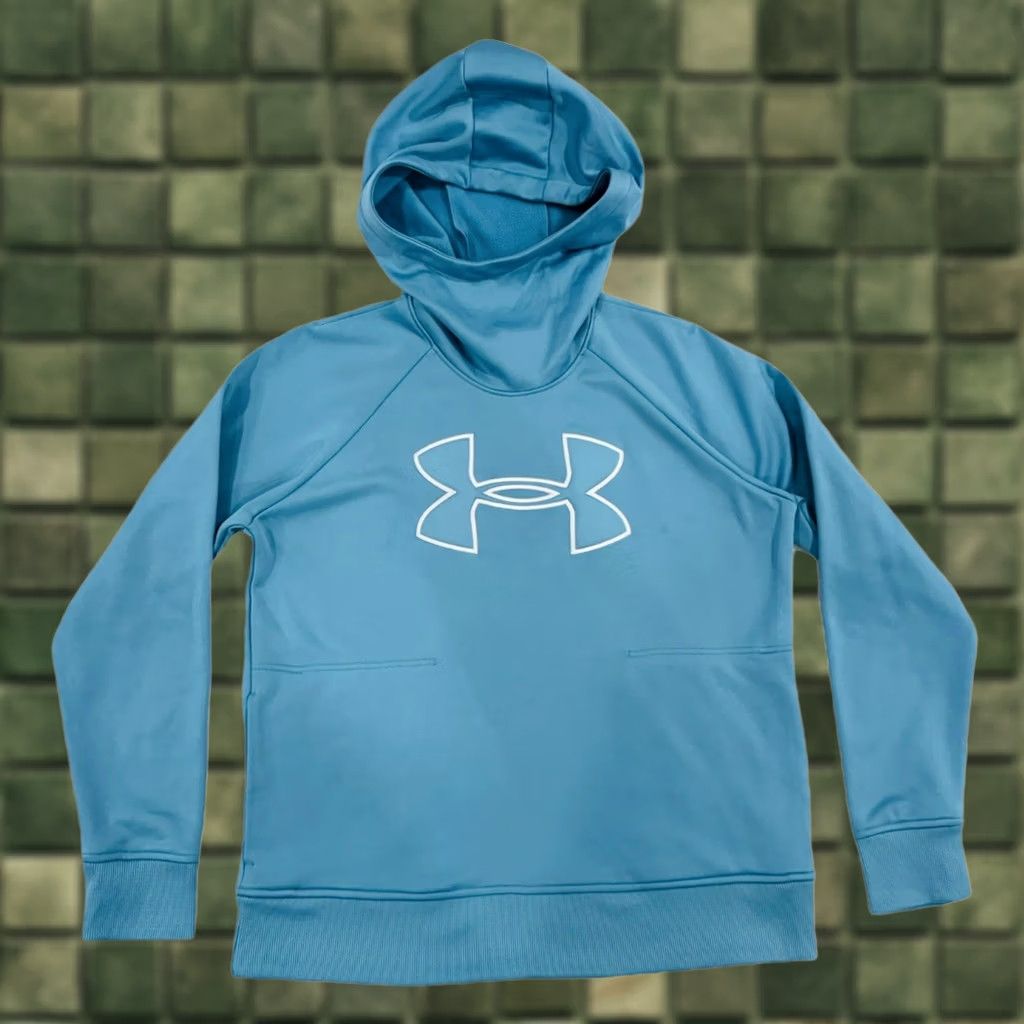 Under Armour Under Armour Hoodie Women’s Large Loose Fit Satin Horizon Blue Pullover Long Sleeve Casual Activewear Logo Shirt? Size L / US 10 / IT 46 - 1 Thumbnail
