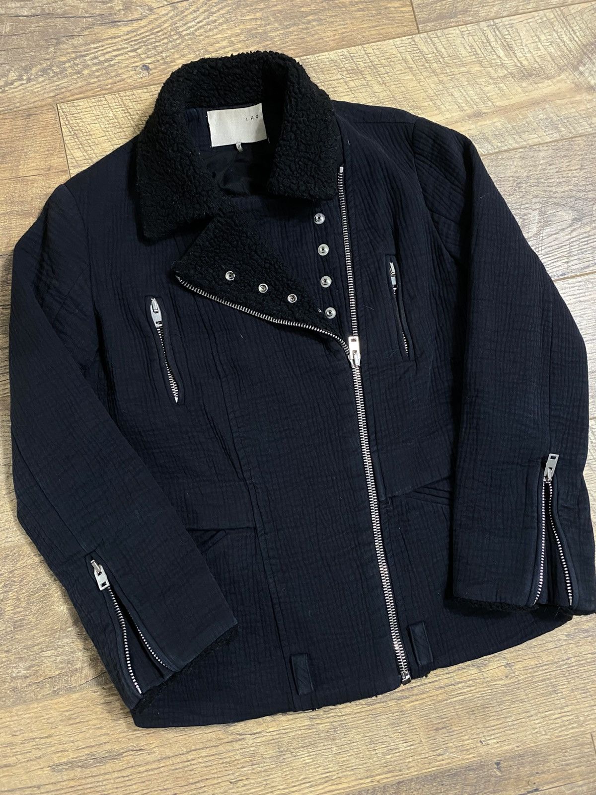 Iro IRO Paris Shearling Collar Biker Jacket. Lampo Zippers Size XS / US 0-2 / IT 36-38 - 2 Thumbnail