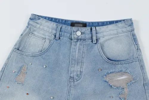 Japanese Brand × Jean Men's punk high street ripped raw edge denim shorts Size US 32 / EU 48 - 4 Thumbnail