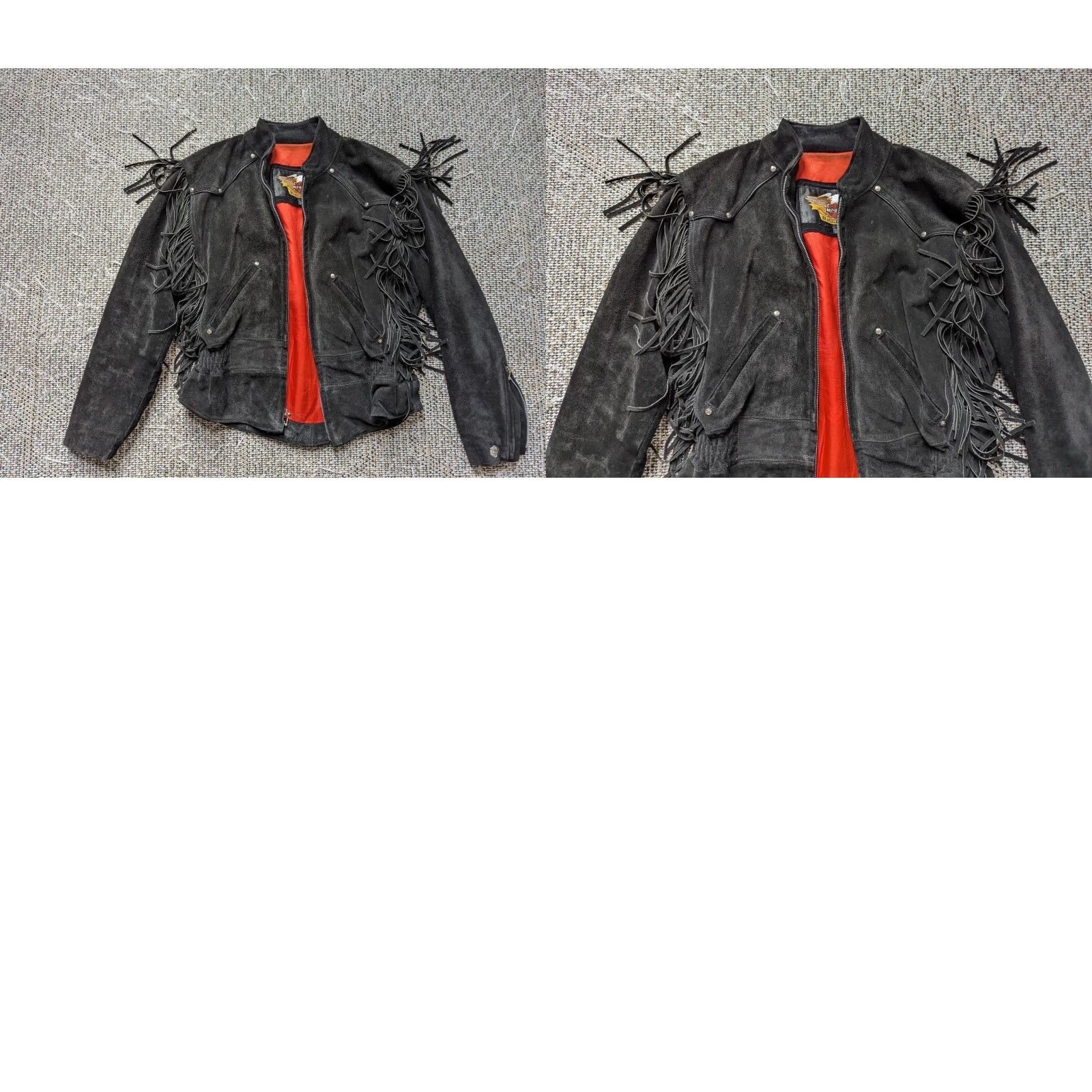 Harley Davidson VINTAGE Harley-Davidson Motorcycle Jacket Women M Black Leather Split-Suede Western Fringe USA Made Size M / US 6-8 / IT 42-44 - 8 Thumbnail