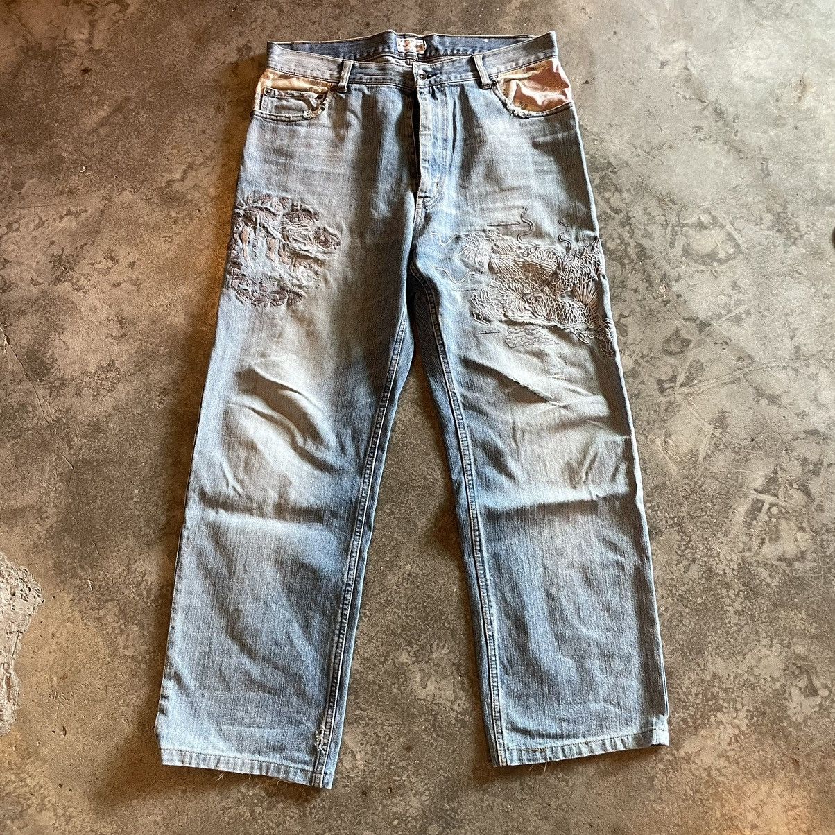 Japanese Brand Beautiful Karakuri Dragon Design Jeans Size US 36 / EU 52 - 1 Thumbnail