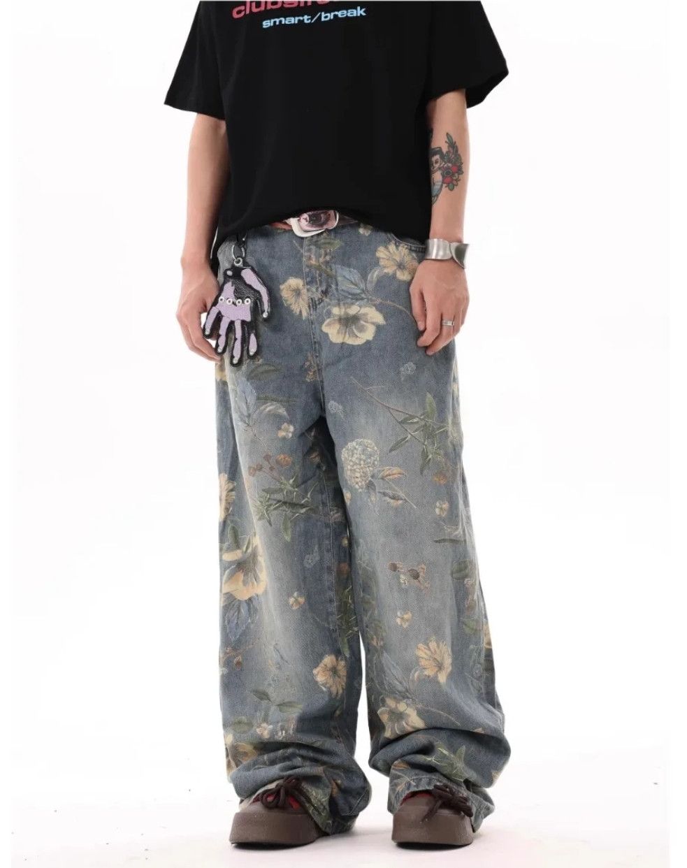 Japanese Brand × Jean Floral Prints Y2K Jeans Street Beast Size US 30 / EU 46 - 2 Thumbnail