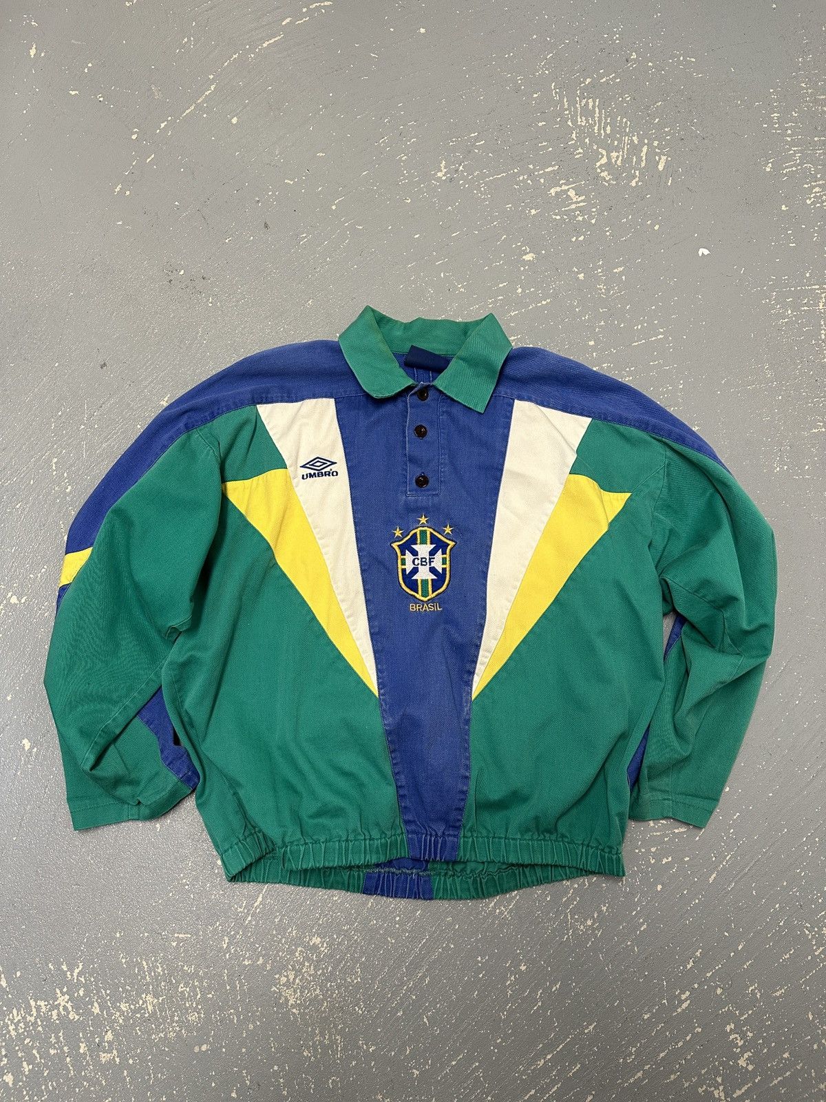 image of Soccer Jersey x Umbro Brazil 1993 Drill Top in Blue, Men's (Size Medium)