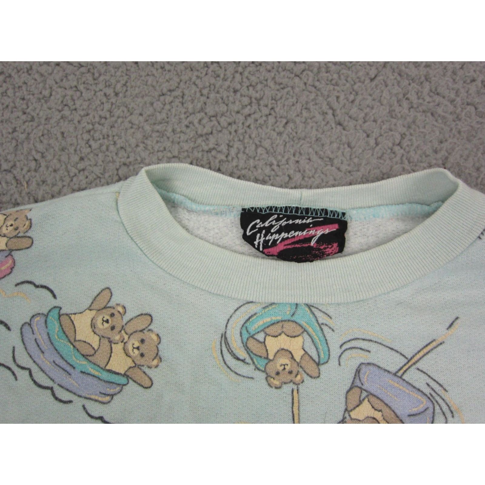Vintage VINTAGE California Sweater Womens M Blue Crew Neck Frayless Pullover 80s 90s American Dog Flower Sweatshirt Made in USA Size M / US 6-8 / IT 42-44 - 5 Thumbnail